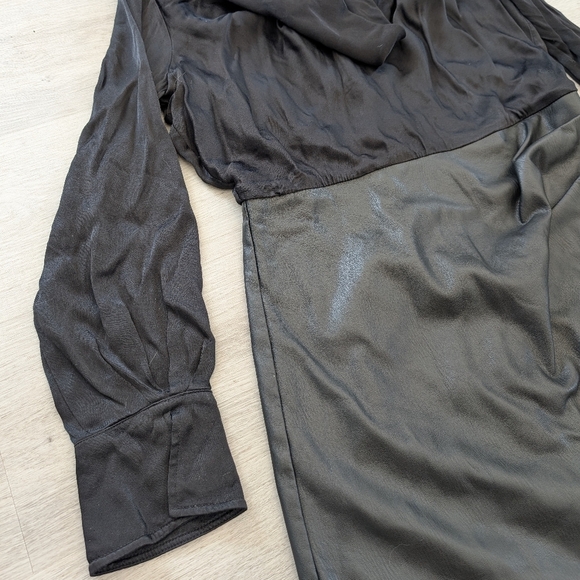 Anthropologie Maeve Plunge Faux Leather Dress Size 10 - Picture 6 of 10